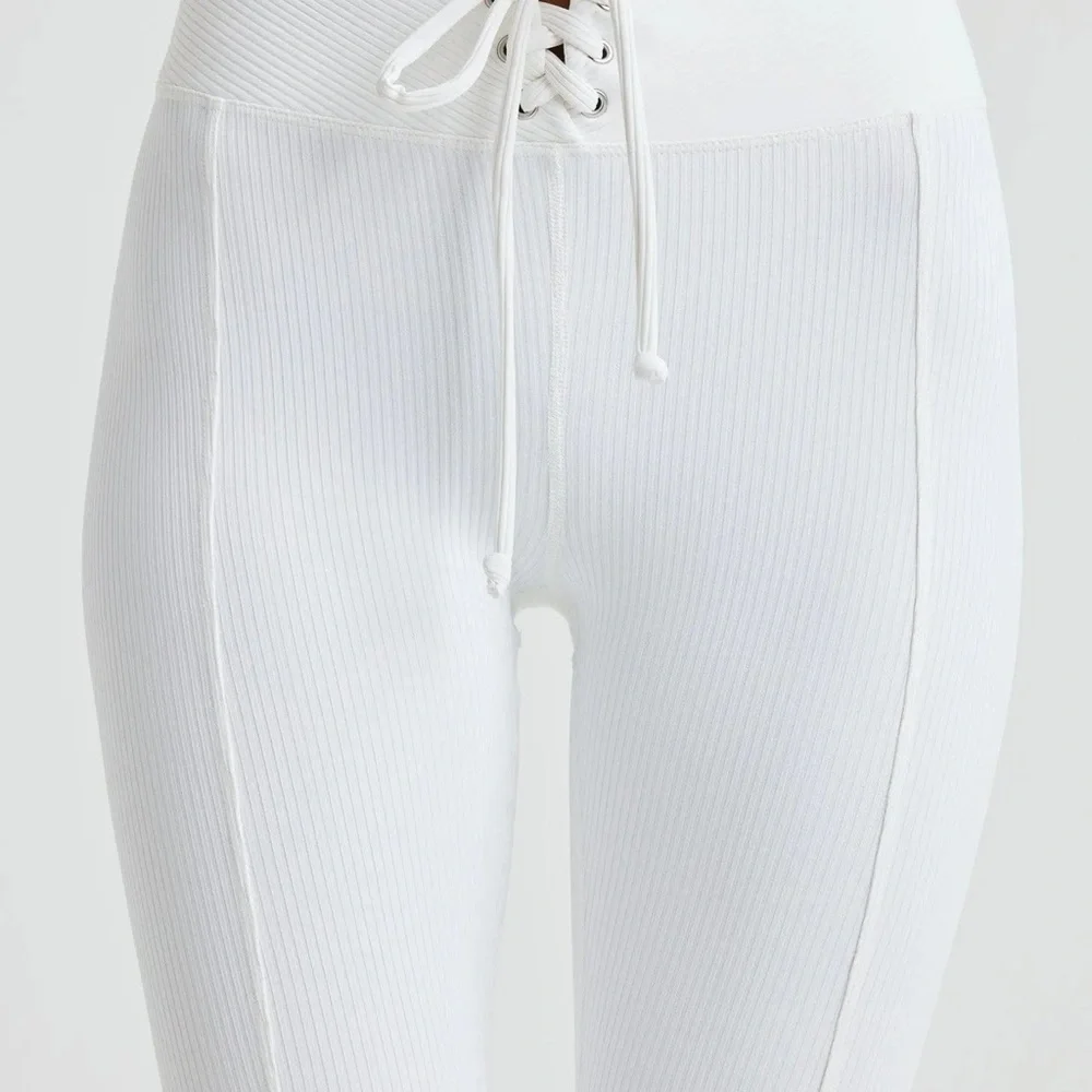 NWT YEAR OF OURS Ribbed Football Leggings Lace-Up Pants • White • XS - Picture 4 of 14